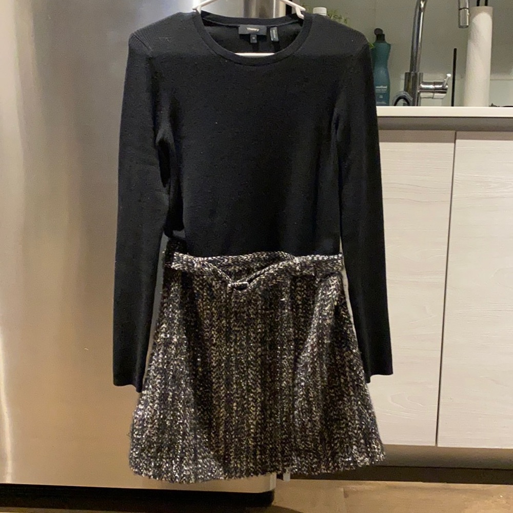 Theory women’s dress - tweed skirt and shirt attached, with belt